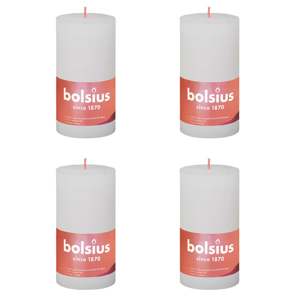 Bolsius bolsius stompkaarsen shine 4 st rustiek 130x68 mm wolkenwit