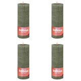 Bolsius Bolsius Stompkaarsen Shine 4 st rustiek 190x68 mm fris olijfkleurig