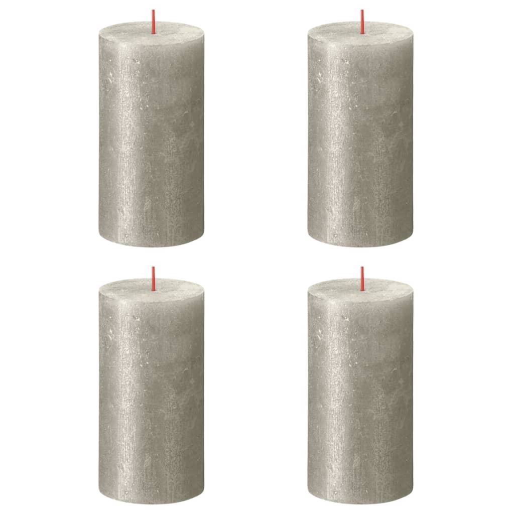 Bolsius Bolsius Stompkaarsen Shimmer 4 st rustiek 130x68 mm champagnekleurig