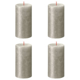 Bolsius Bolsius Stompkaarsen Shimmer 4 st rustiek 130x68 mm champagnekleurig