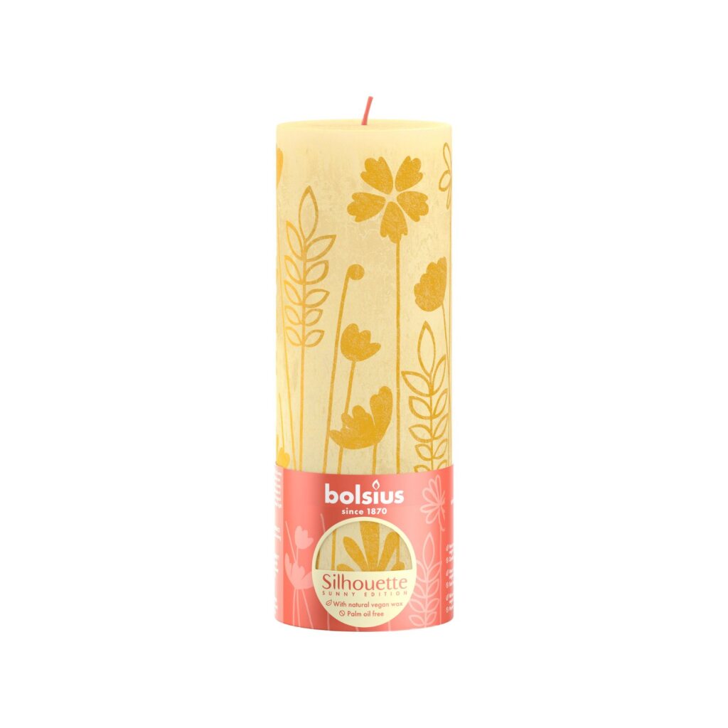 Bolsius rustieke stompkaars 19x6,8 cm butter yellow