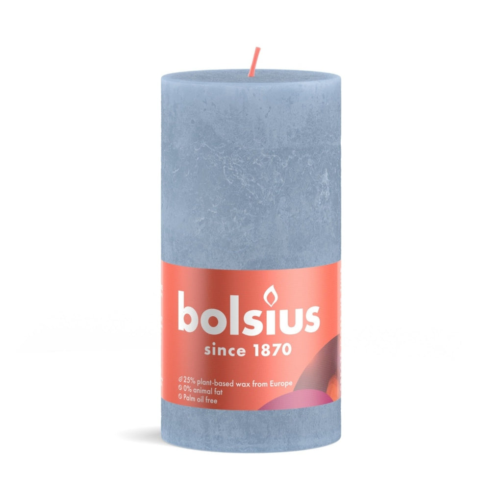 Bolsius stompkaars rustiek 13x6,8 cm sky blue