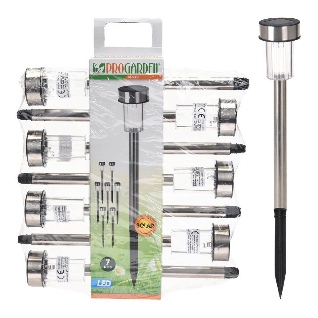 Pro garden solarlamp 360mm rvs set van 7stuks