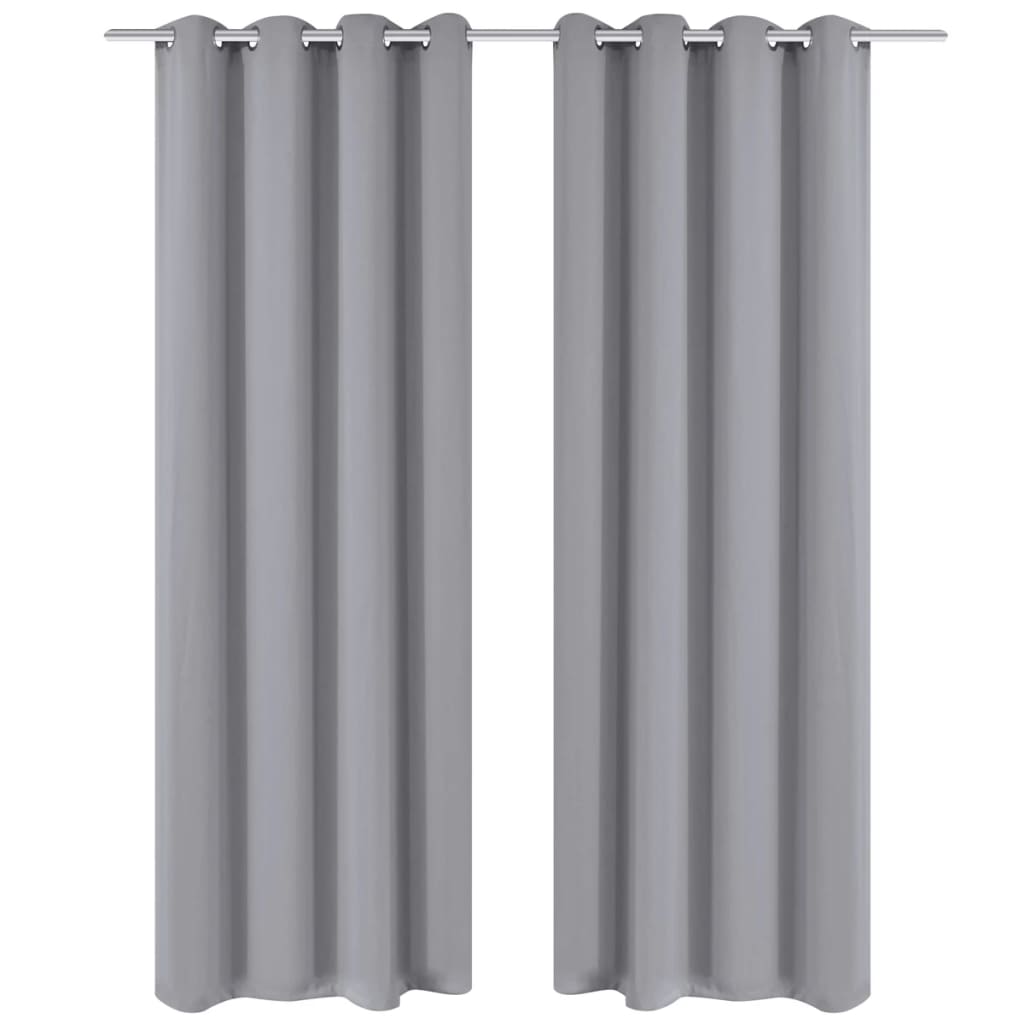 Vidaxl gordijnen met metalen ringen verduisterend 135x175 grijs 2 st