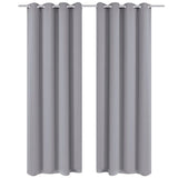 Vidaxl gordijnen met metalen ringen verduisterend 135x175 grijs 2 st