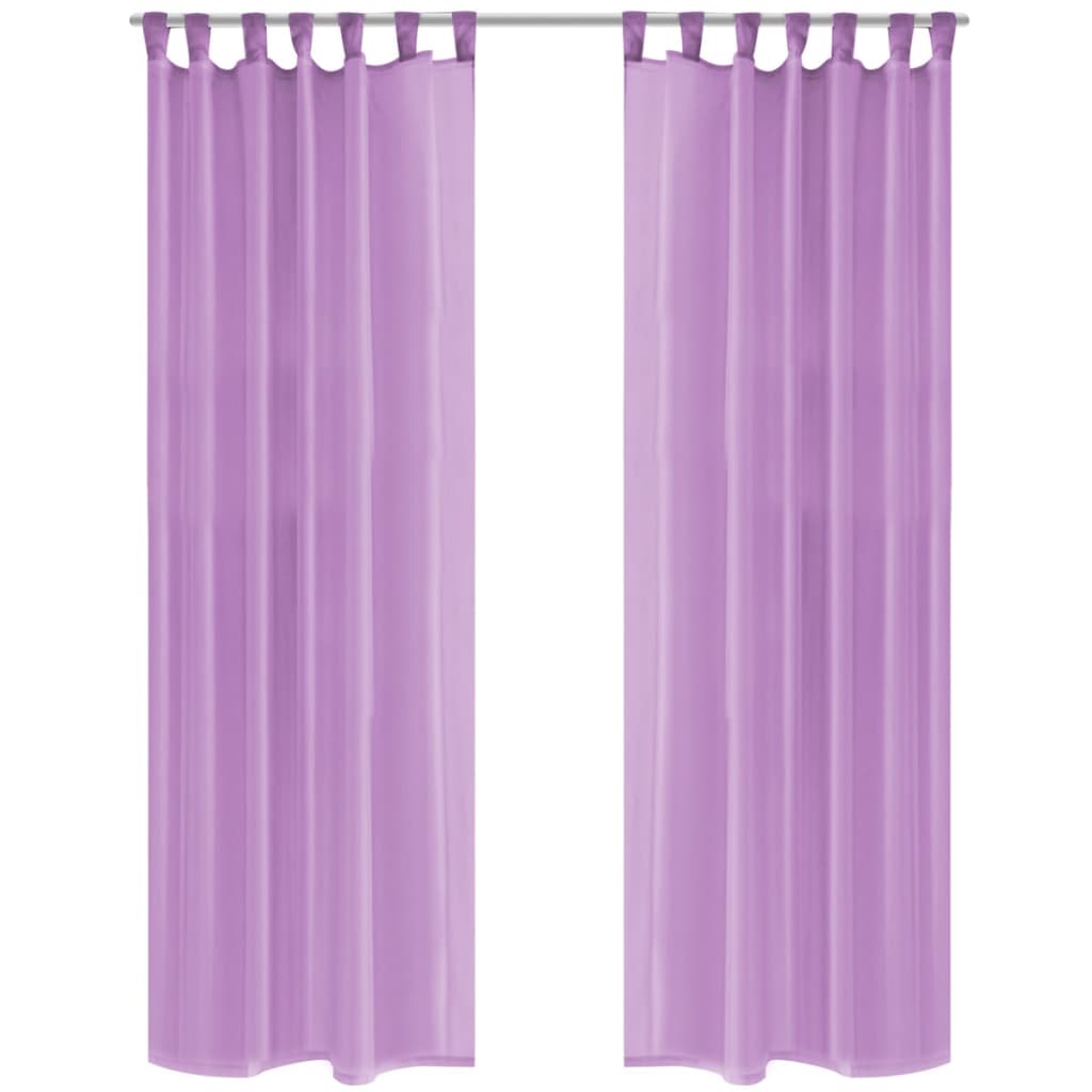 VidaXL Gordijnen voile 140x245 cm lila 2 st