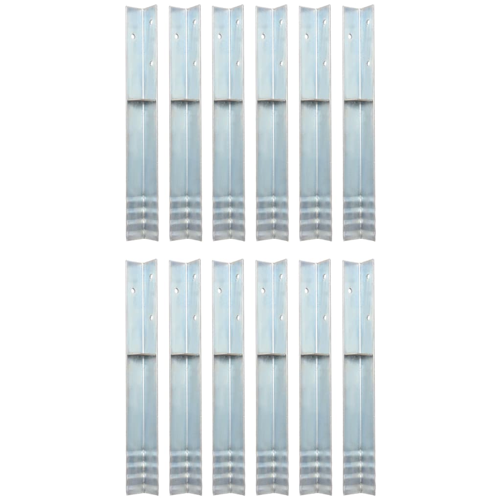 Vidaxl grondanker l-vormig 5x5x50 cm gegalvaniseerd staal 12 st
