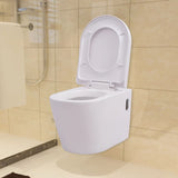 VidaXL Hangend toilet met verborgen stortbak keramiek wit
