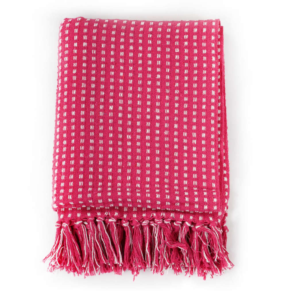Vidaxl plaid vierkantjes 160x210 cm katoen roze