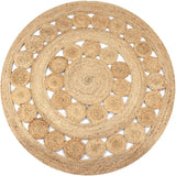 Vidaxl tapijt met ontwerp rond 120 cm gevlochten jute