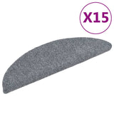 Vidaxl trapmatten zelfklevend 15 stuks 56x17x3 cm lichtgrijs halfrond