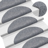 Vidaxl trapmatten zelfklevend 15 stuks 56x17x3 cm lichtgrijs halfrond