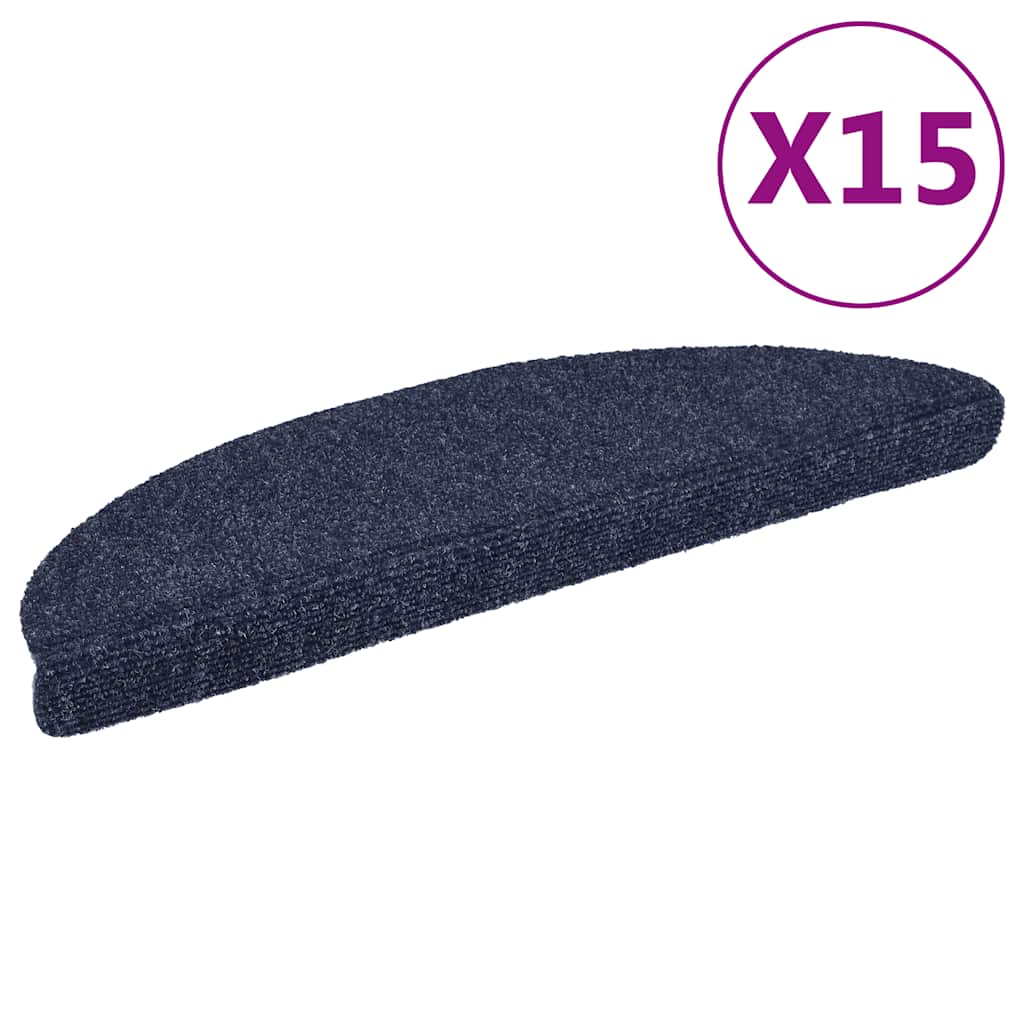 Vidaxl trapmat zelfklevend 56x17x3 cm naaldvilt blauw 15 st