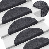 Vidaxl trapmatten zelfklevend 15 stuks 65x21x4 cm donkergrijs halfrond groot