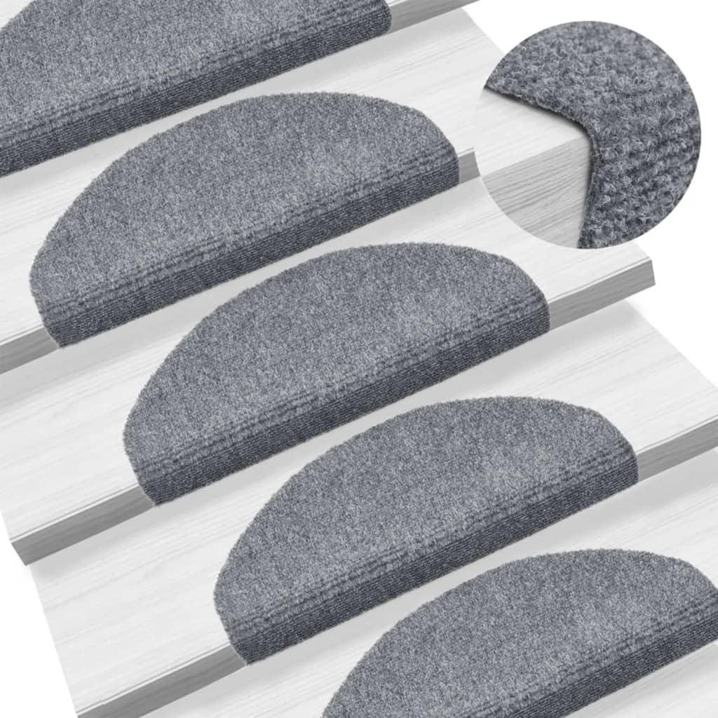 Vidaxl trapmatten zelfklevend 15 stuks 65x21x4 cm lichtgrijs halfrond groot