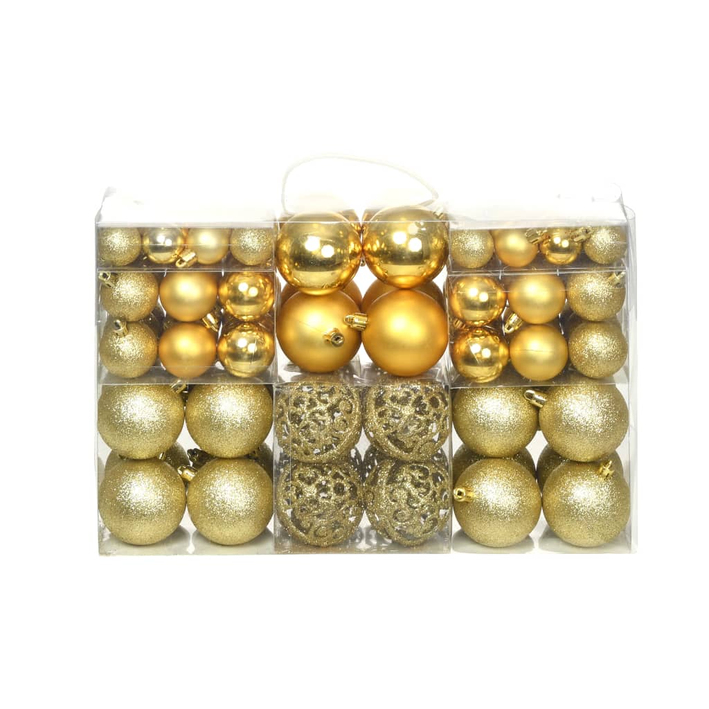 Vidaxl 100-delige kerstballenset 3 4 6 cm goudkleurig