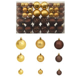 Vidaxl 100-delige kerstballenset 3 4 6 cm bruin bronskleur goudkleurig