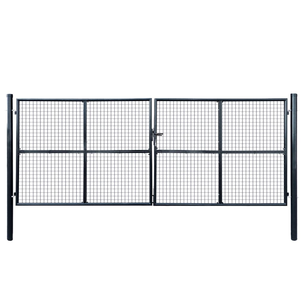 VidaXL Gaaspoort 400x150 cm gegalvaniseerd staal grijs