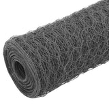 Vidaxl kippengaas 25x1 m staal met pvc coating grijs