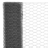 Vidaxl kippengaas 25x1 m staal met pvc coating grijs
