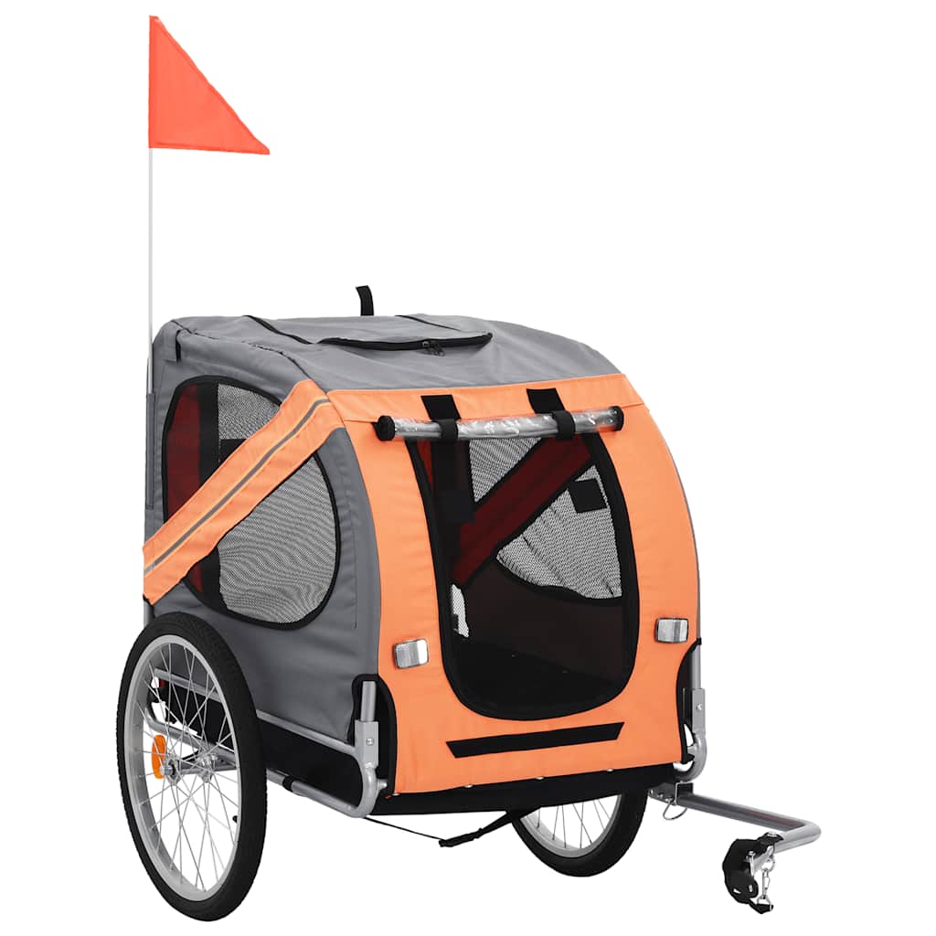 Vidaxl hondenfietstrailer oranje en grijs