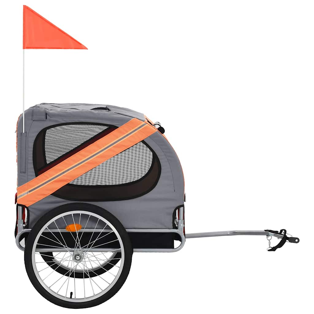 Vidaxl hondenfietstrailer oranje en grijs