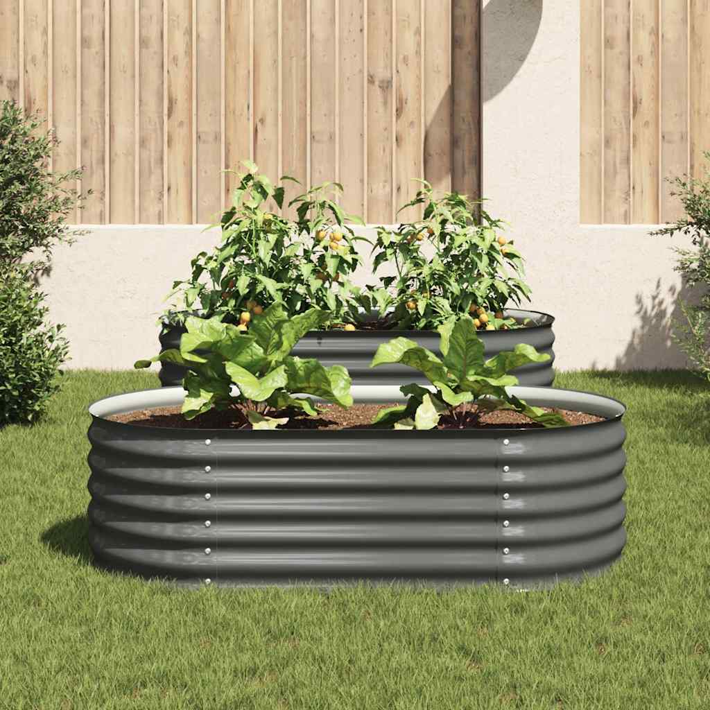 Vidaxl plantenbak verhoogd 160x80x44 cm gegalvaniseerd staal grijs