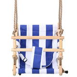 Vidaxl babyschommel met veiligheidsgordel katoen hout blauw