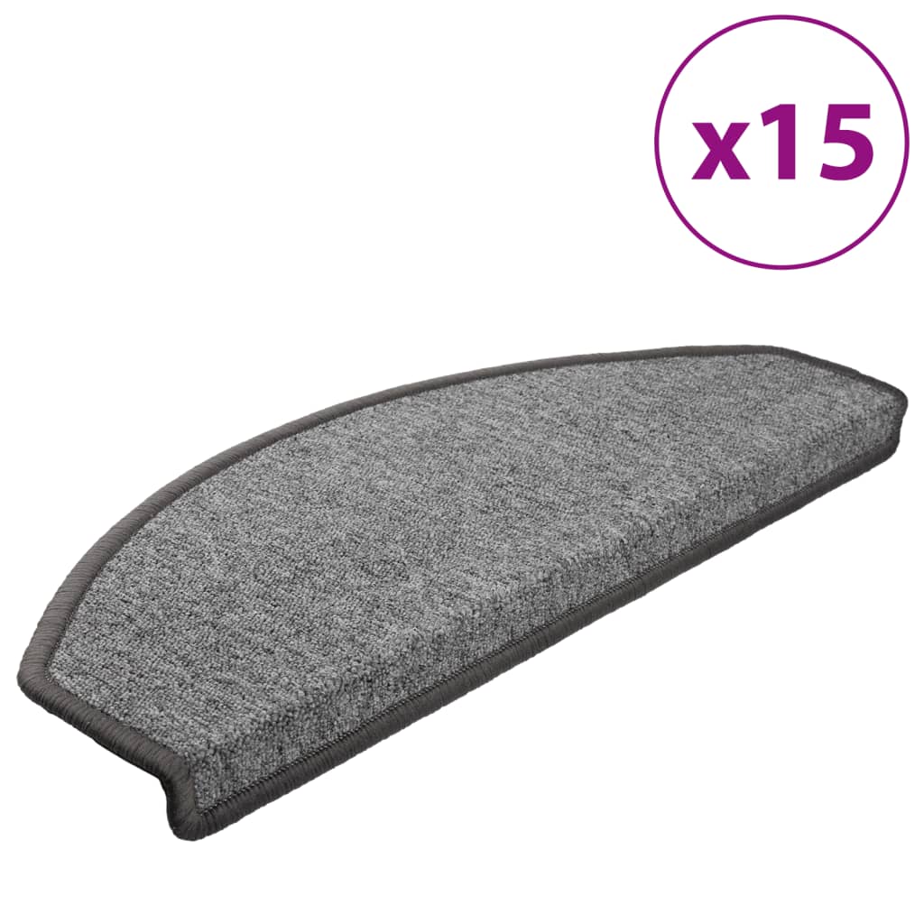Vidaxl trapmatten 15 st 65x24x4 cm donkergrijs halfrond groot