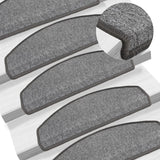Vidaxl trapmatten 15 st 65x24x4 cm donkergrijs halfrond groot