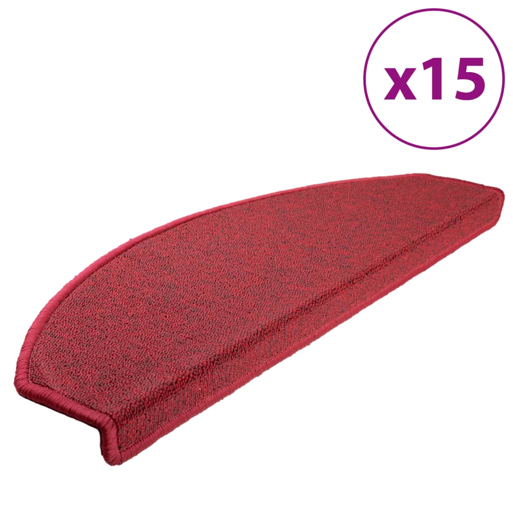 Vidaxl trapmatten 15 st 65x24x4 cm bordeaux halfrond groot