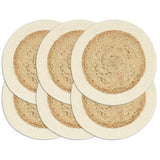 Vidaxl placemats 6 st rond 38 cm jute en katoen natuurlijk
