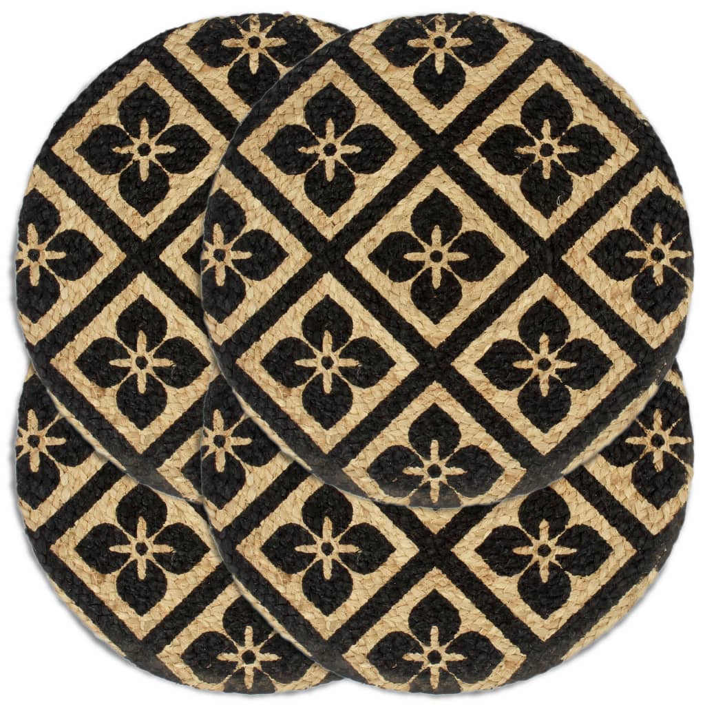 Vidaxl placemats 4 st rond 38 cm jute zwart