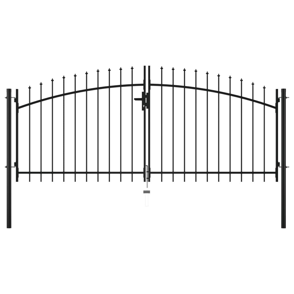 Vidaxl hekpoort dubbele deur met speren bovenkant 300x150 cm