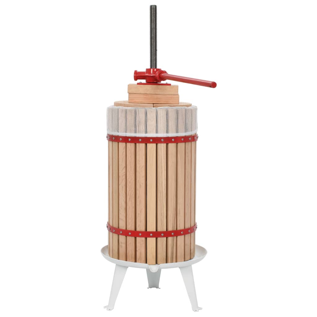 Vidaxl fruit- en wijnpers met stoffen zak 30 l eikenhout