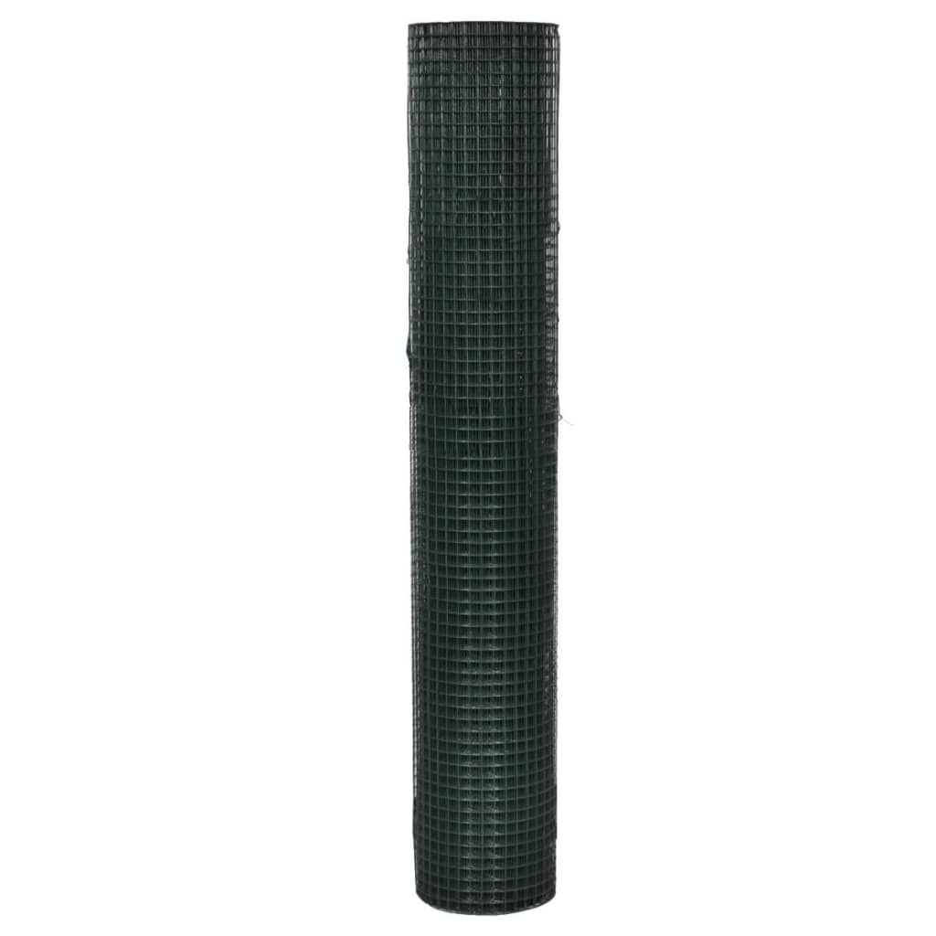 Vidaxl kippengaas 10x1 m gegalvaniseerd staal met pvc-coating groen