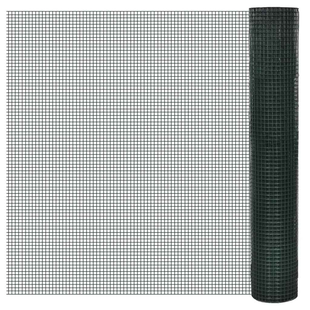 Vidaxl kippengaas 10x1 m gegalvaniseerd staal met pvc-coating groen