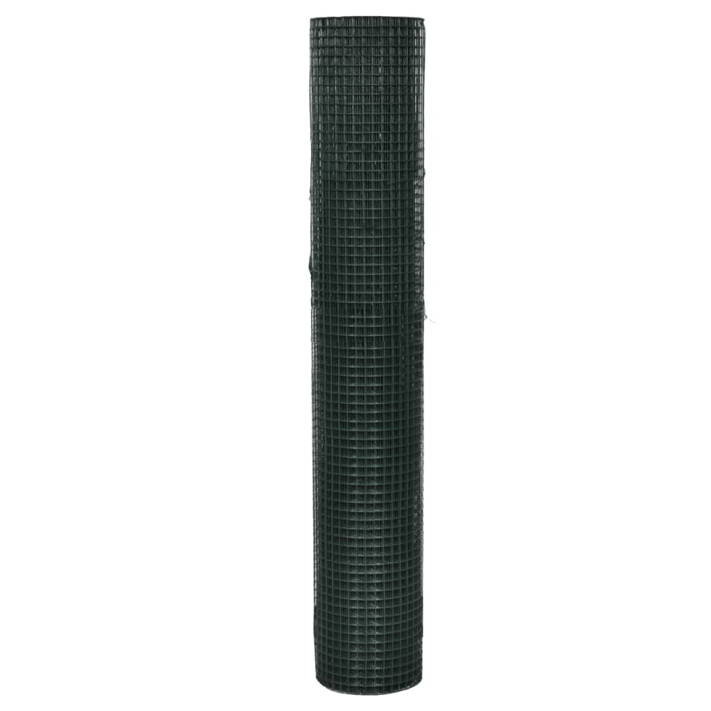 VidaXL Kippengaas 25x1 m gegalvaniseerd staal met PVC-coating groen