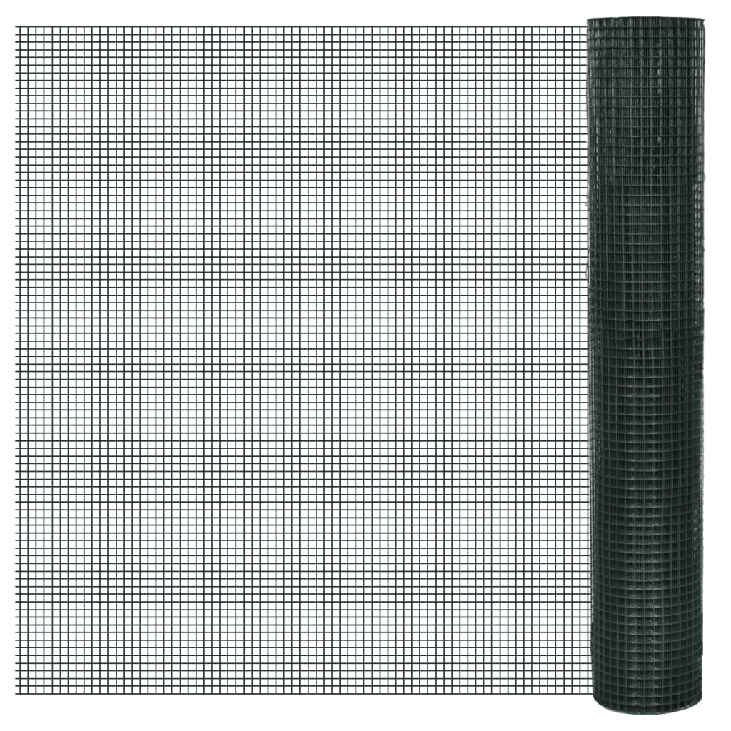 Vidaxl kippengaas 25x1 m gegalvaniseerd staal met pvc-coating groen