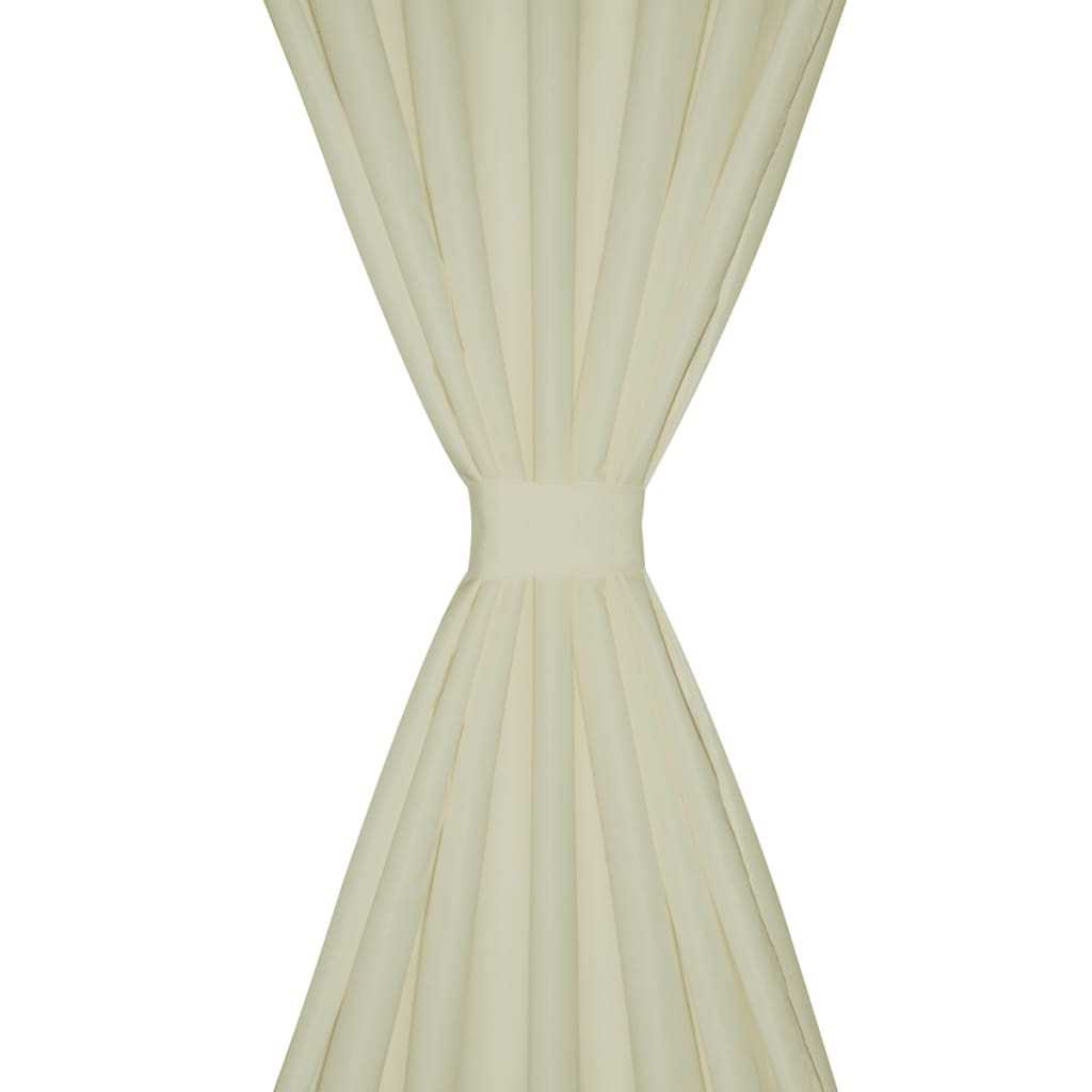 Vidaxl micro-satijnen gordijnen met ringen 140 x 225 cm 2 stuks (creme)