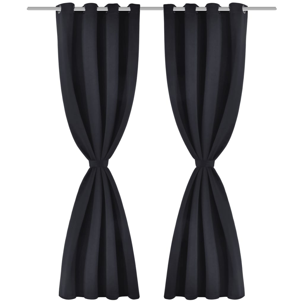 Vidaxl gordijnen met metalen ringen 135 x 245 cm 2 stuks (zwart)