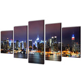 Vidaxl canvas muurdruk set kleurrijke new york skyline 200 x 100 cm