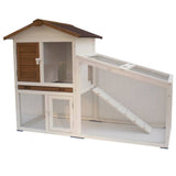 @pet konijnenhok tommy 140x65x100 cm wit en bruin 20072