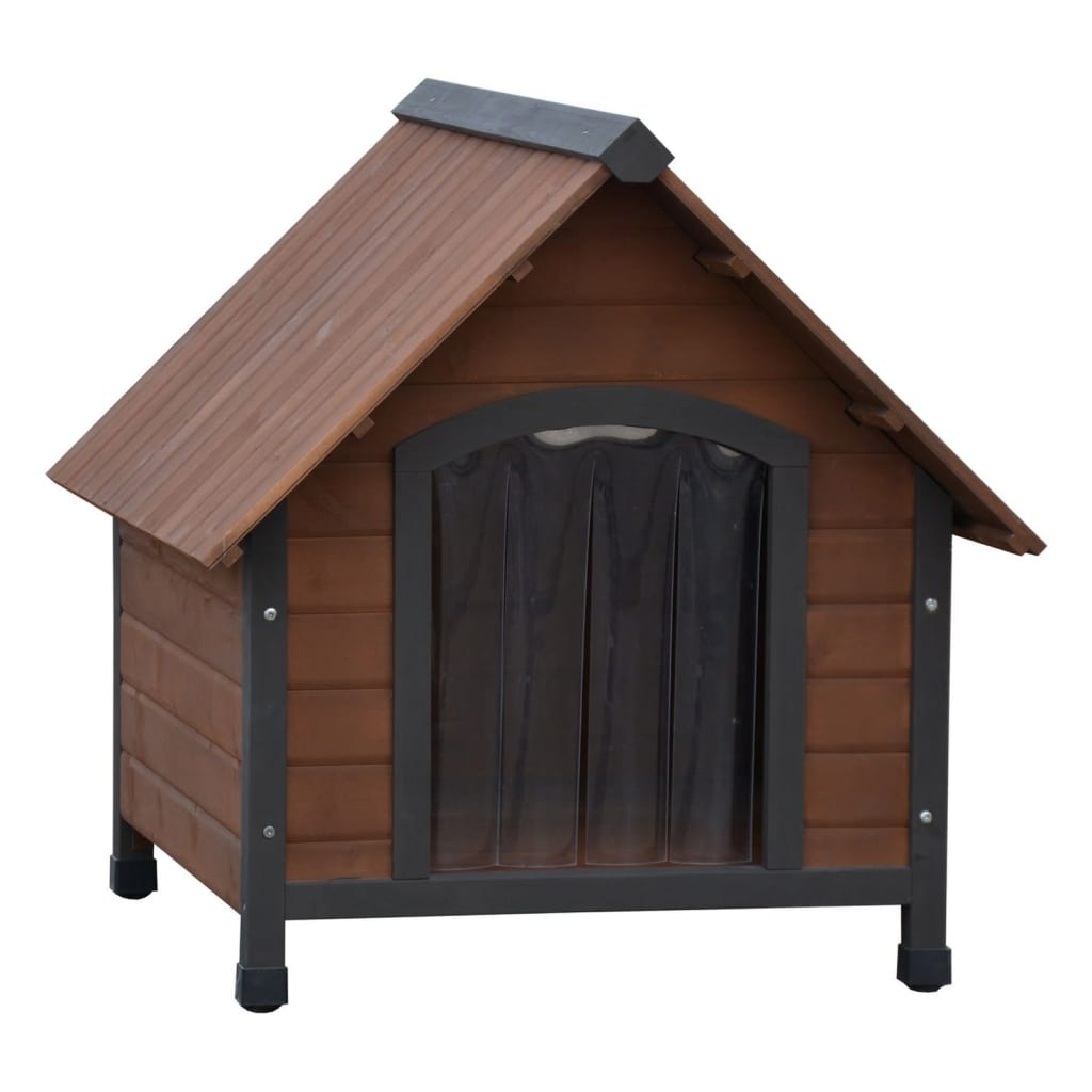 @pet hondenhok met kunststof flappen rustique 102x82x87 cm bruin
