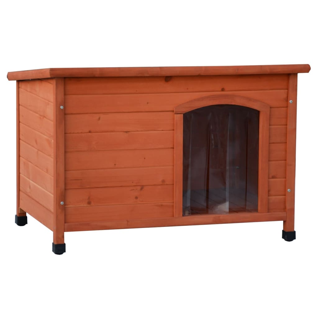 @pet hondenhok met kunststof flappen bungalow 85x57x59 cm naturel
