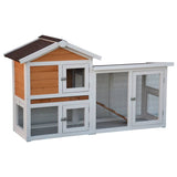@pet konijnenhok queensland 147x53x85 cm wit en bruin