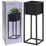 H s collection bloempot op standaard 60 cm metaal zwart