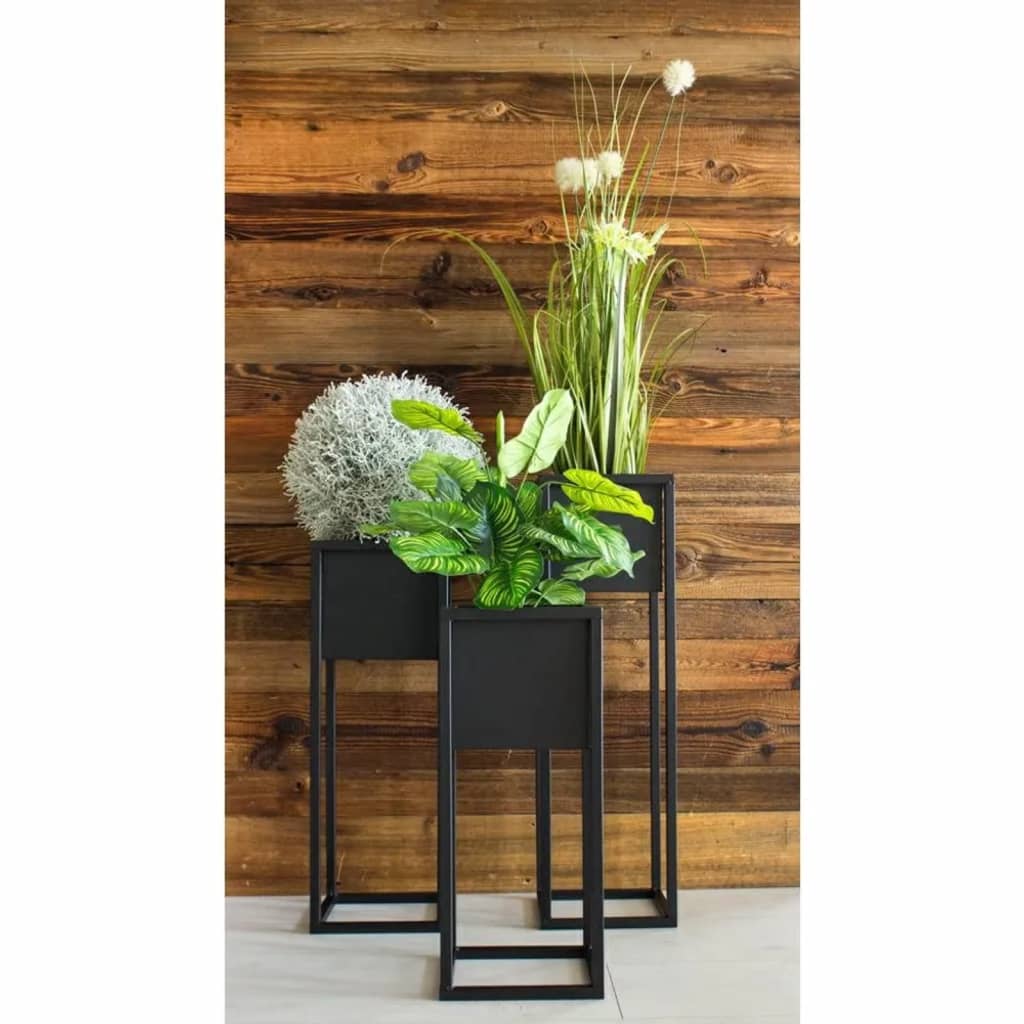H s collection bloempot op standaard 60 cm metaal zwart