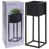 H s collection bloempot op standaard 60 cm metaal zwart