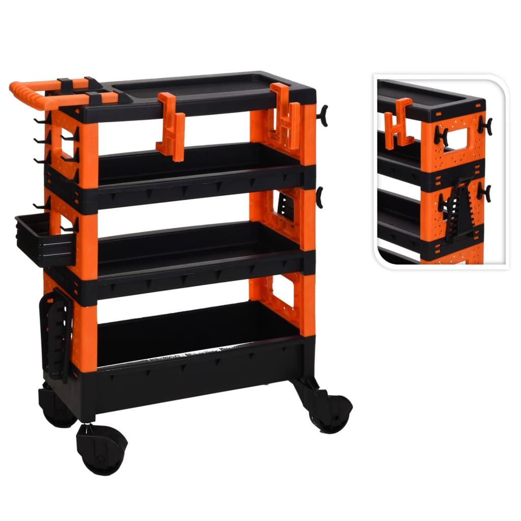 Fx-tools gereedschapswagen 4-laags zwart en oranje